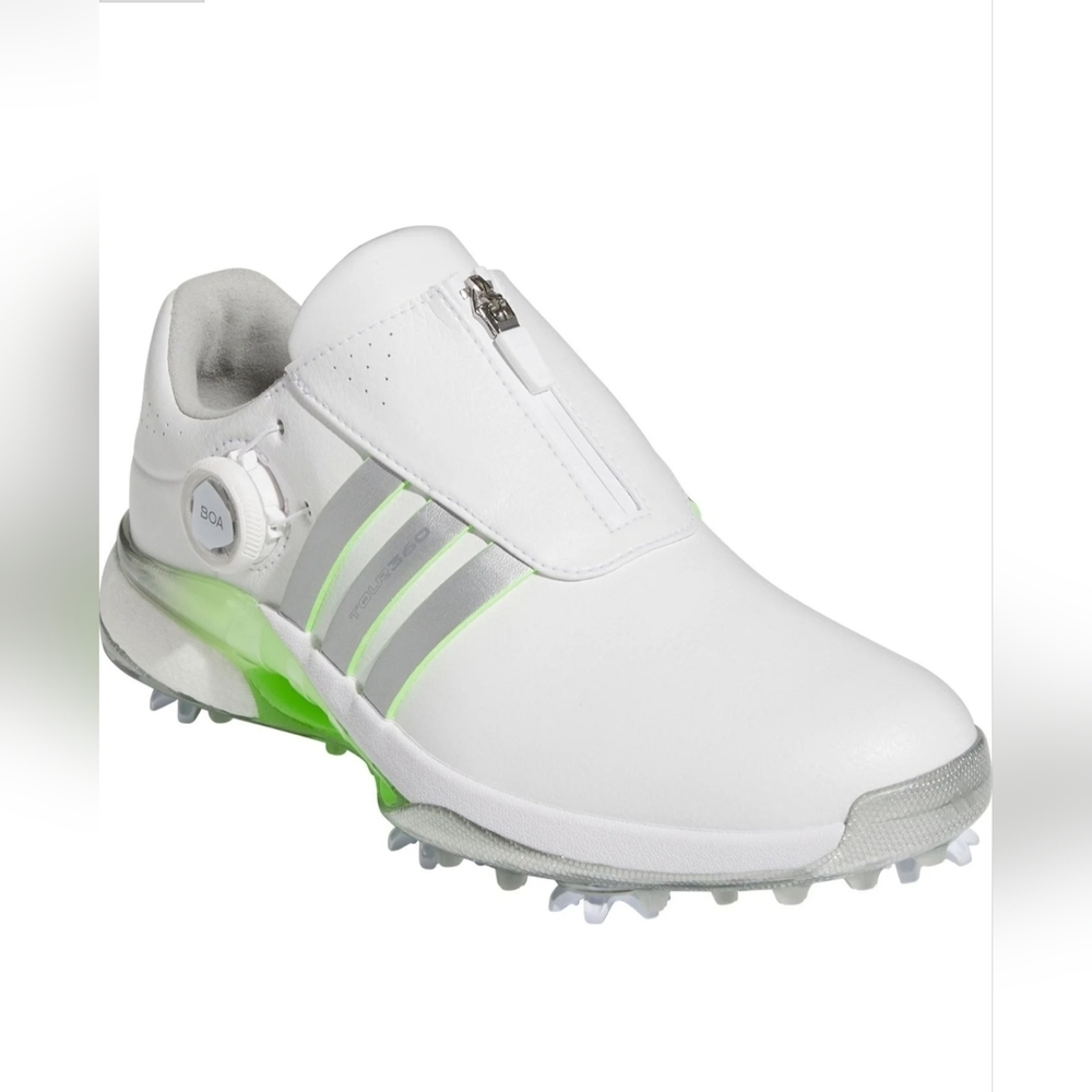 Adidas Womens Tour360 24 BOA BOOST Golf Shoes - Cloud White/Silver Metallic/Gree - Picture 2 of 5